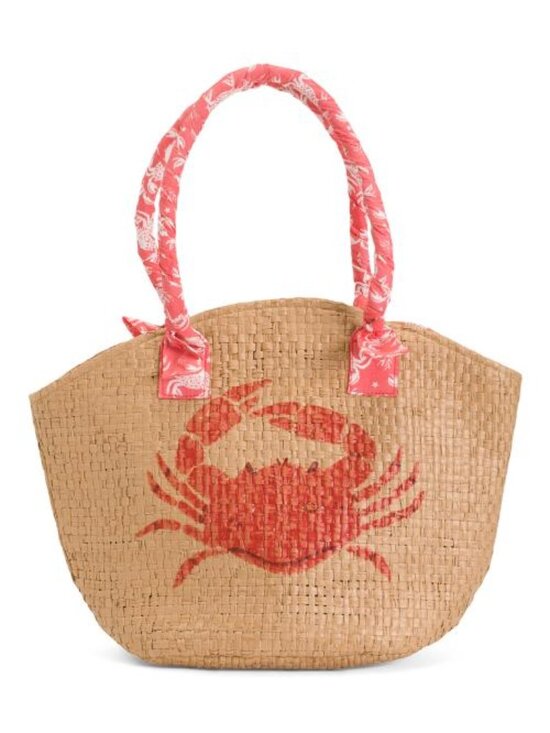 LULU Handbags - LULU Crab Straw Tote With Scarf